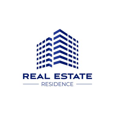 Real estate logo design template. Perspective view of buildings. Residence logo Construction logo. Skyscraper logo. Rental. Business. Branding. clipart
