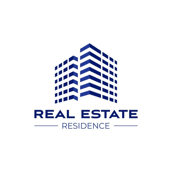 Modelo Design Logotipo Imobiliário Vista Prospectiva Dos Edifícios Logotipo Residência —  Vetores de Stock