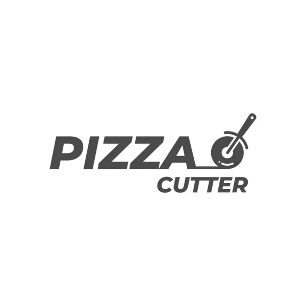 Pizza Snijder Icoon Pizza Snijmachine Logo Template Pizza Messenbord — Stockvector