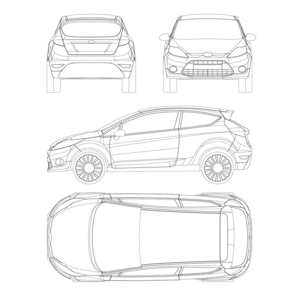 Mini Car Vektor Template Für Car Branding Und Werbung Auto — Stockvektor