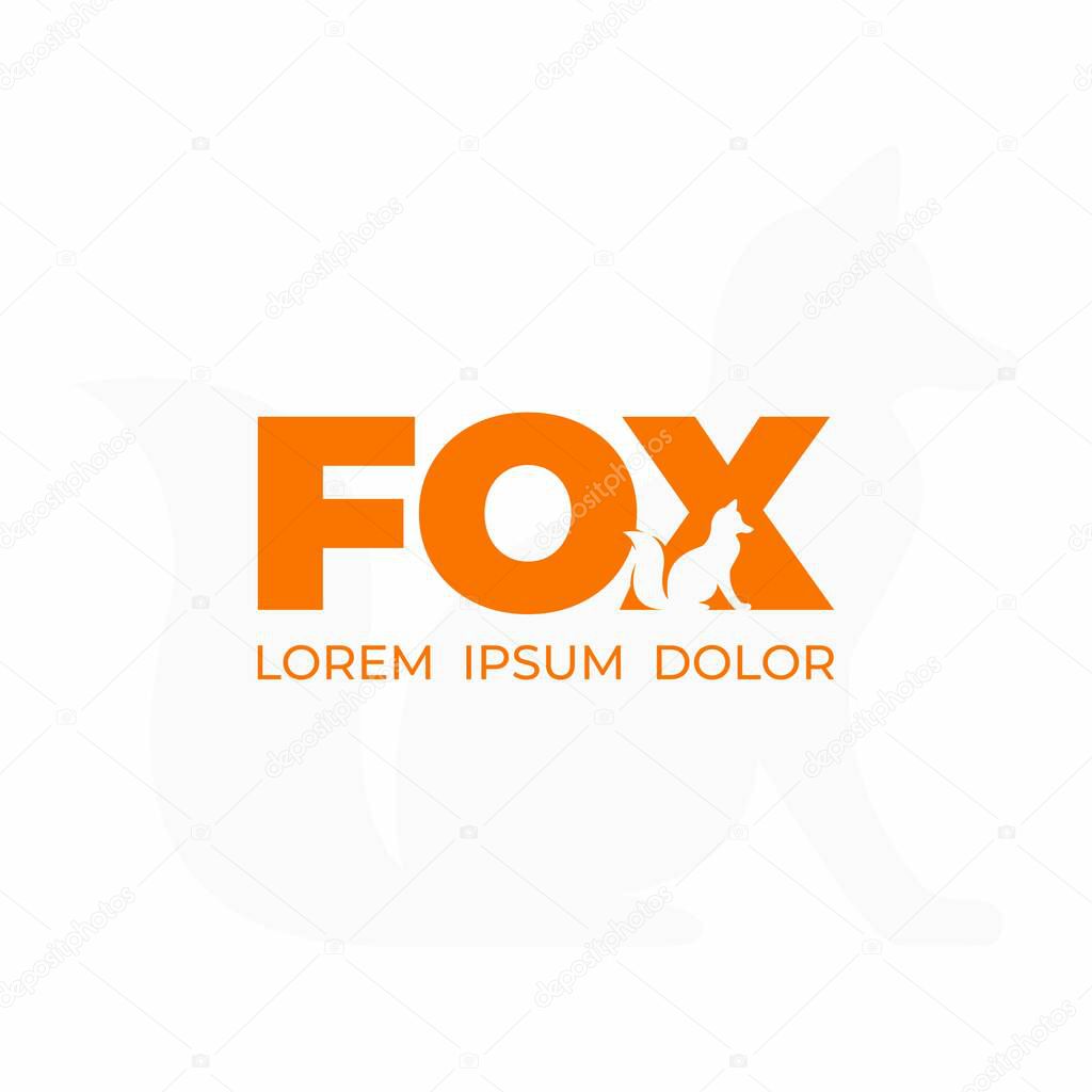 Fox negative space logo template. Negative space fox silhouette symbol.