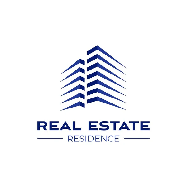 Real Estate Logo Design Template Perspective View Buildings Residence Logo — Stock Vector