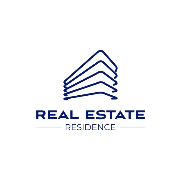 Real Estate Logo Template Perspective View Buildings Residence Logo Construction — Stock Vector