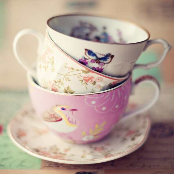 Stack of cups on plate