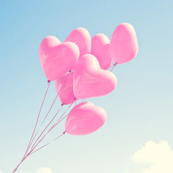 Heart balloons in the sky — Stock Photo, Image