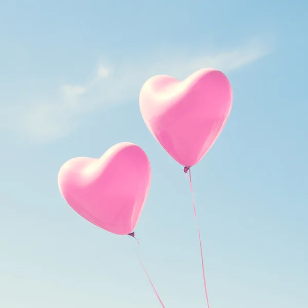 Heart balloons in the sky — Stock Photo, Image