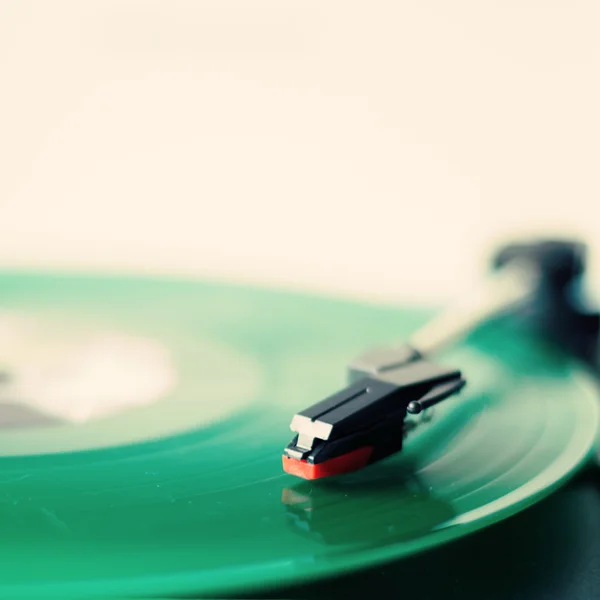 Green vinyl record — Stock Photo, Image