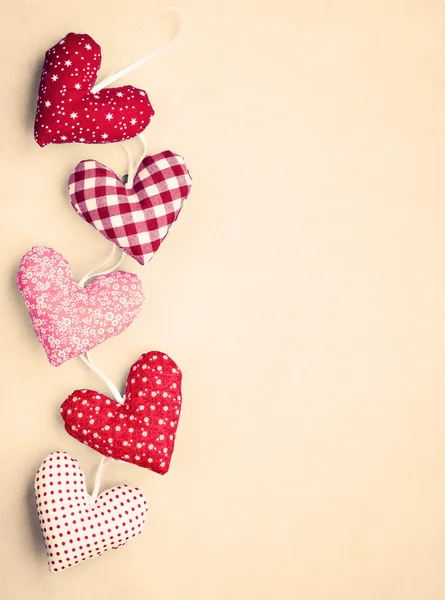 Adoráveis corações artesanais — Fotografia de Stock