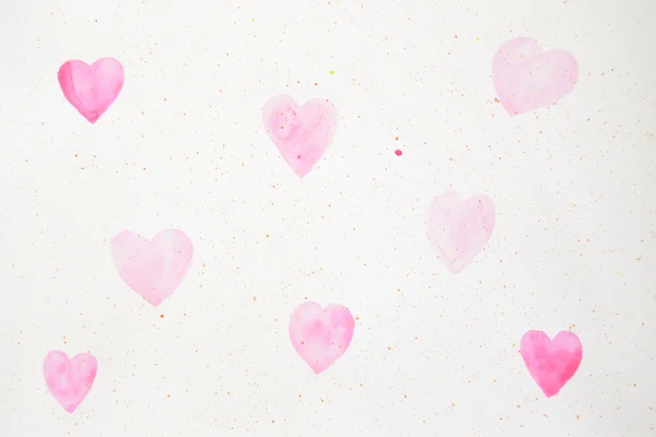 Painted pink hearts on a paper — Stock Photo, Image