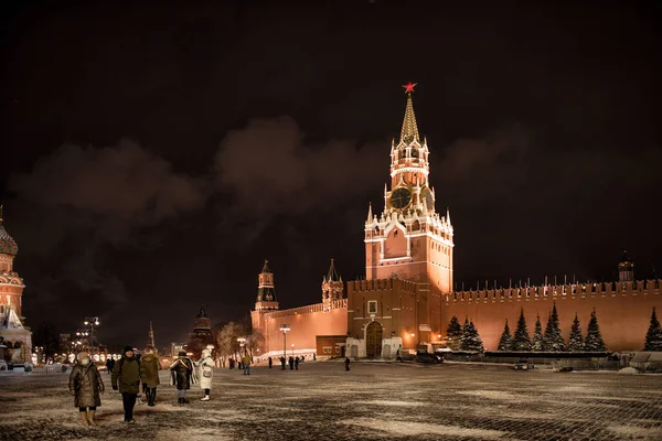 Moscow Russia January 2021 Splended View Moscow Kremlin Spasskaya Tower — Stock Photo, Image