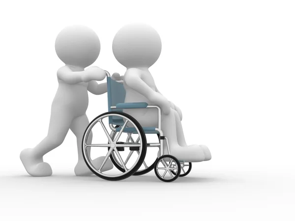 Tekerlekli sandalyede insan karakteri — Stok fotoğraf