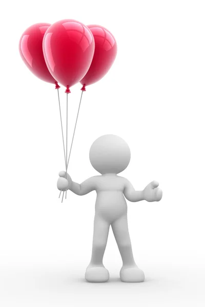 Human character with balloons — Stock Photo, Image