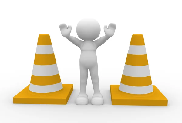 Human character and traffic cones — Stock Photo, Image