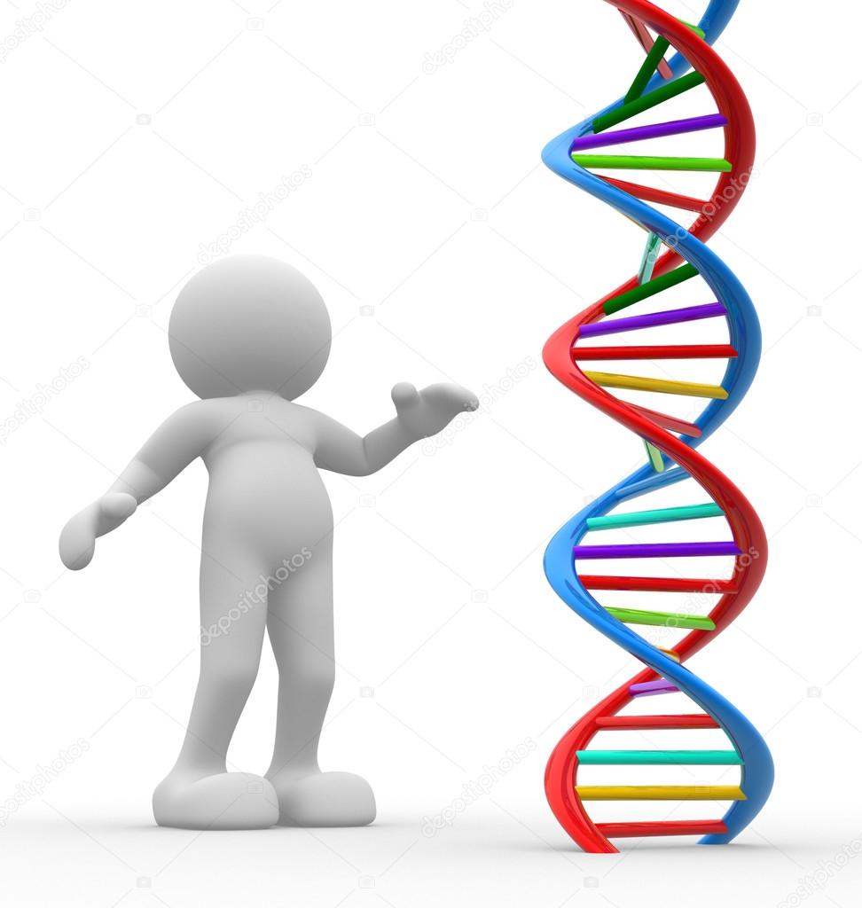 Person pointing on DNA
