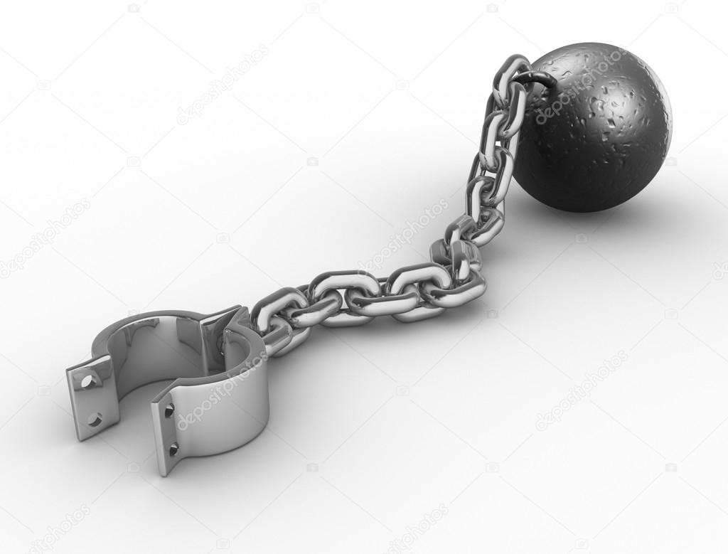 Iron ball with chain and shackle