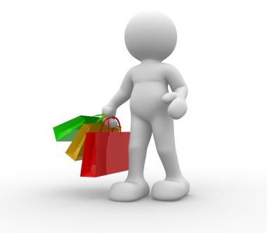 Alışveriş torbaları ile kişi simgesi