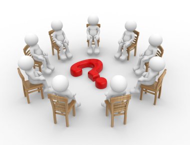 Sandalye üzerinde oturan insan karakterleri