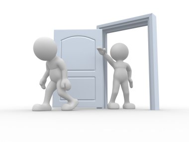 People icon kicked out door clipart