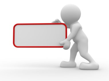 Elinde boş bir tahta tutan adam.