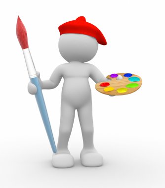 ressam fırça ve palet