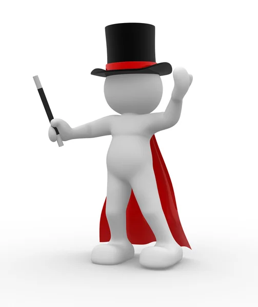 Person with hat and wand — Stock Photo, Image