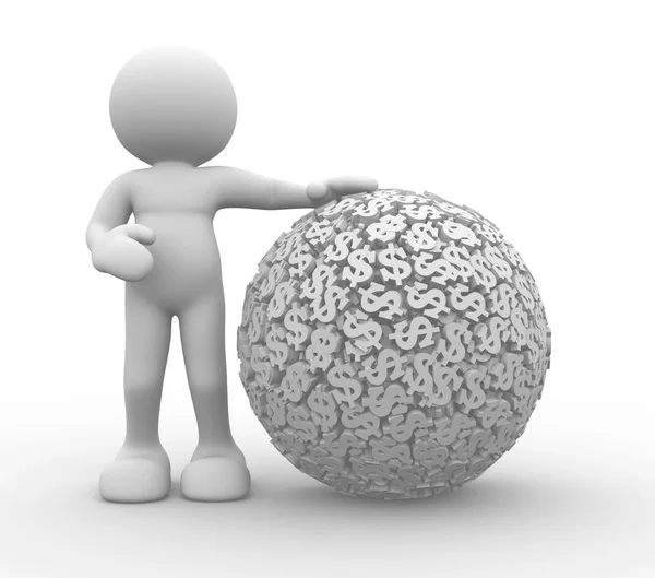 Man with a sphere dollars — Stock Photo, Image