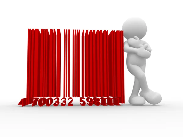 Human character and bar code — Stock Photo, Image