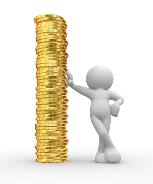 Human character and stack of coins — Stock Photo, Image