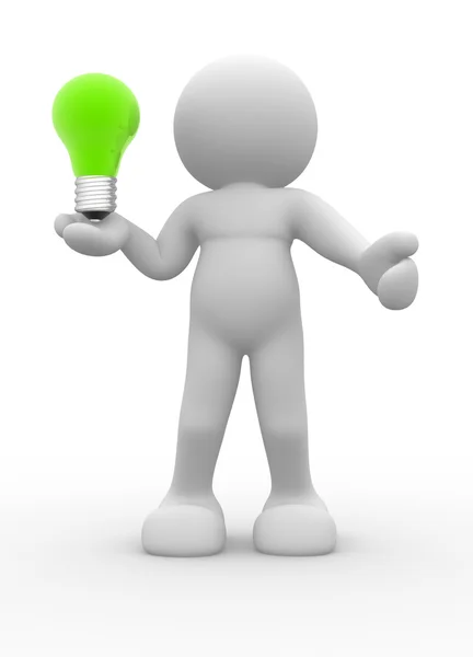 Person with light bulb — Stock Photo, Image