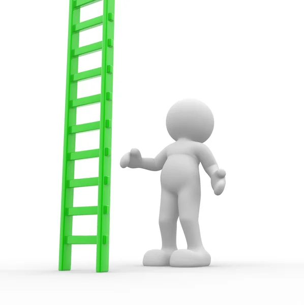 Person with big ladder — Stock Photo, Image
