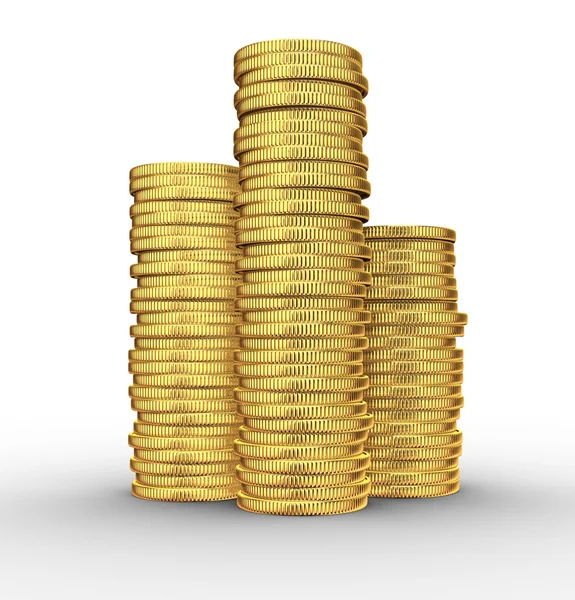 Pilhas de moedas de ouro — Fotografia de Stock