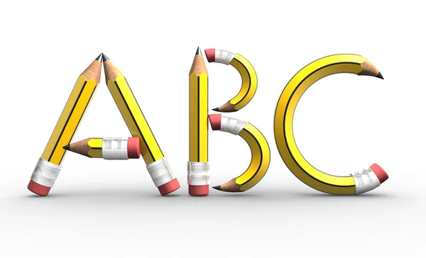 "abc "Buchstaben aus Bleistift — Stockfoto