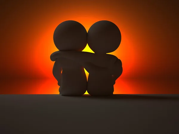 Paar omarmen bij zonsondergang — Stockfoto