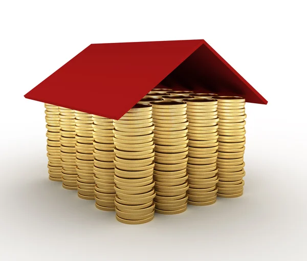 Conceptual house made from coins — Stock Photo, Image