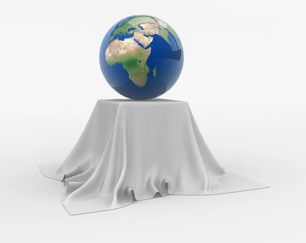 Masa örtüsü üzerinde dünya dünya — Stok fotoğraf