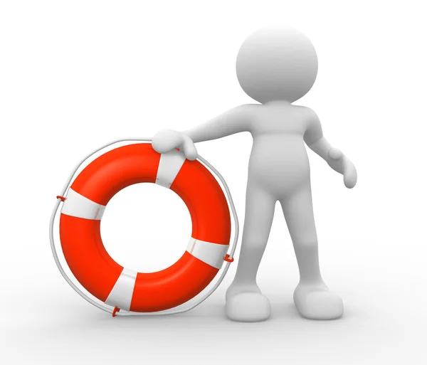 Person with life buoy — Stock Photo, Image