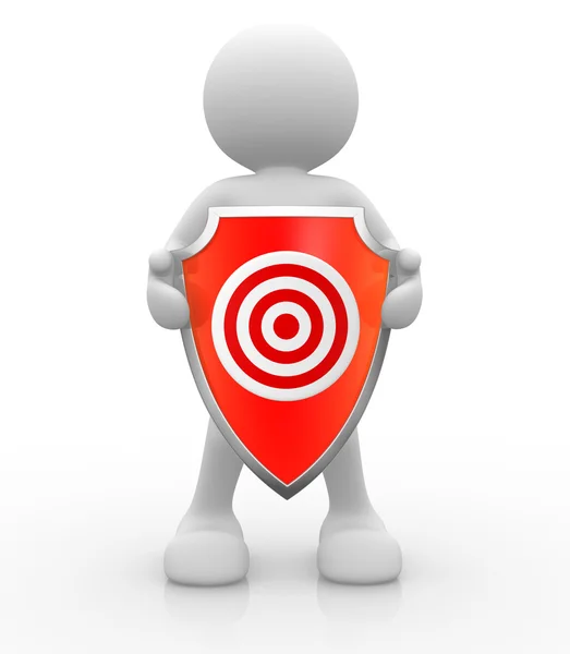 Human character with shield and target — Stock Photo, Image