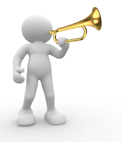 Ícone de pessoas tocando trompete — Fotografia de Stock