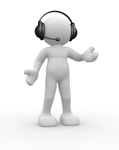 Homem 3D com fones de ouvido — Fotografia de Stock