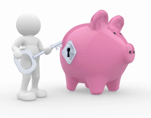 Persoon met piggy bank — Stockfoto