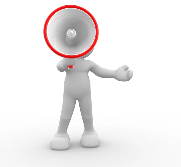 Human character with megaphone — Stock Photo, Image