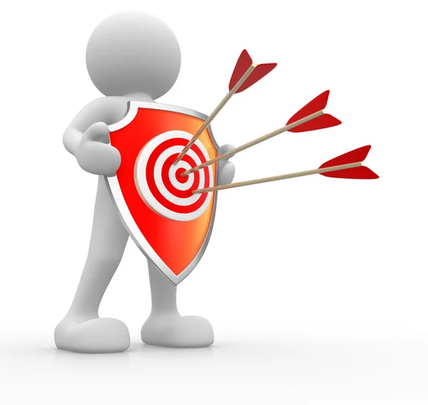 Human character with target-shaped shield — Stock Photo, Image