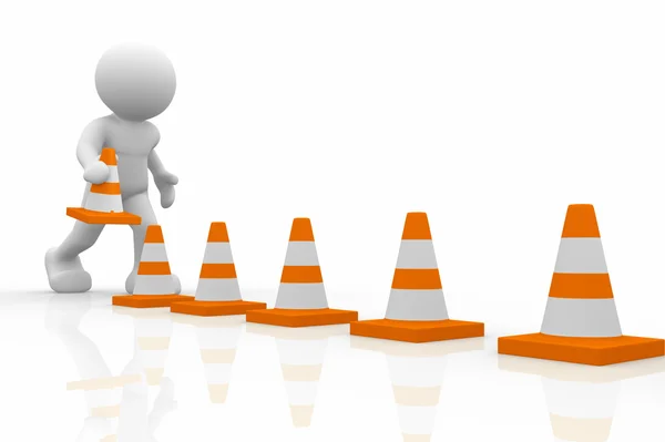 Man and traffic cones — Stock Photo, Image