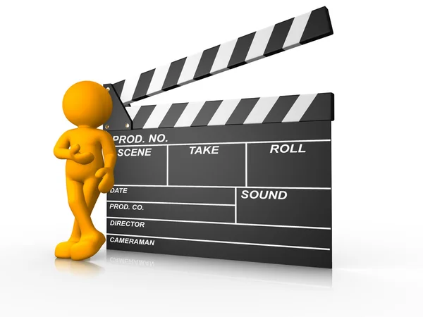 Clapperboard ouvert avec homme — Photo