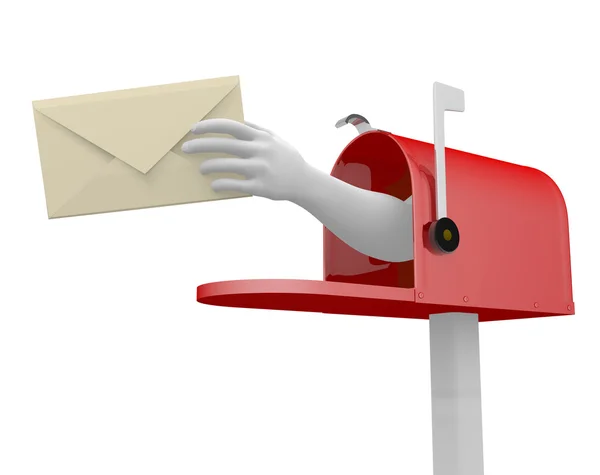 Mailbox and hand with an envelope — Stock Photo, Image