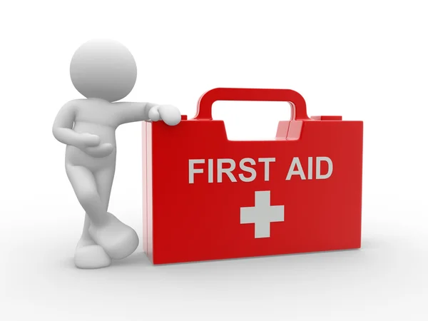 Person with first aid box — Stock Photo, Image