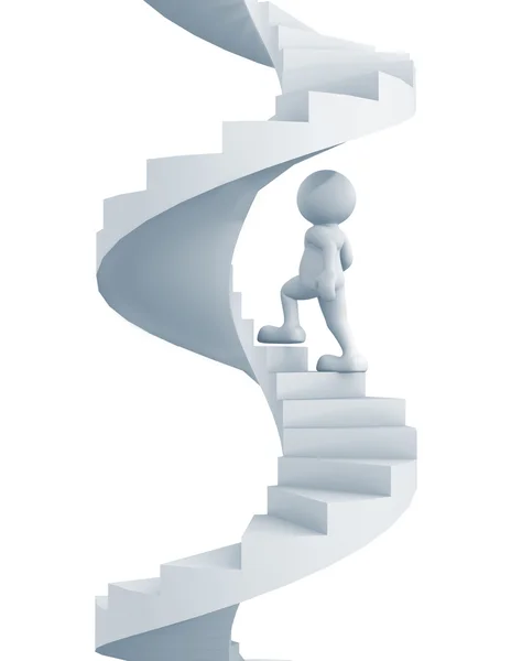 Human character climb spiral staircase — Stock Photo, Image