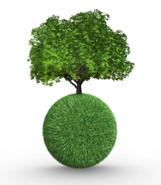 Tree on sphere of grass — Stock Photo, Image