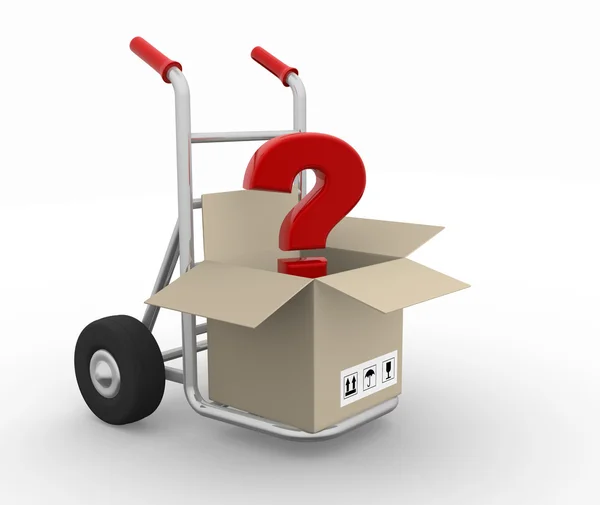 Open box on hand truck — Stock Photo, Image