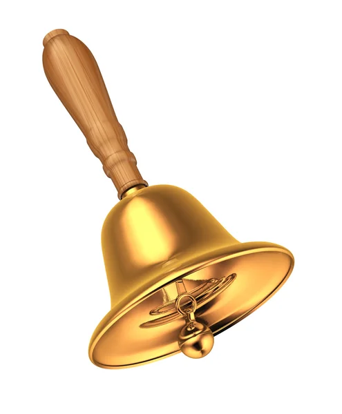 Golden bell with handle wooden — Stock Photo, Image